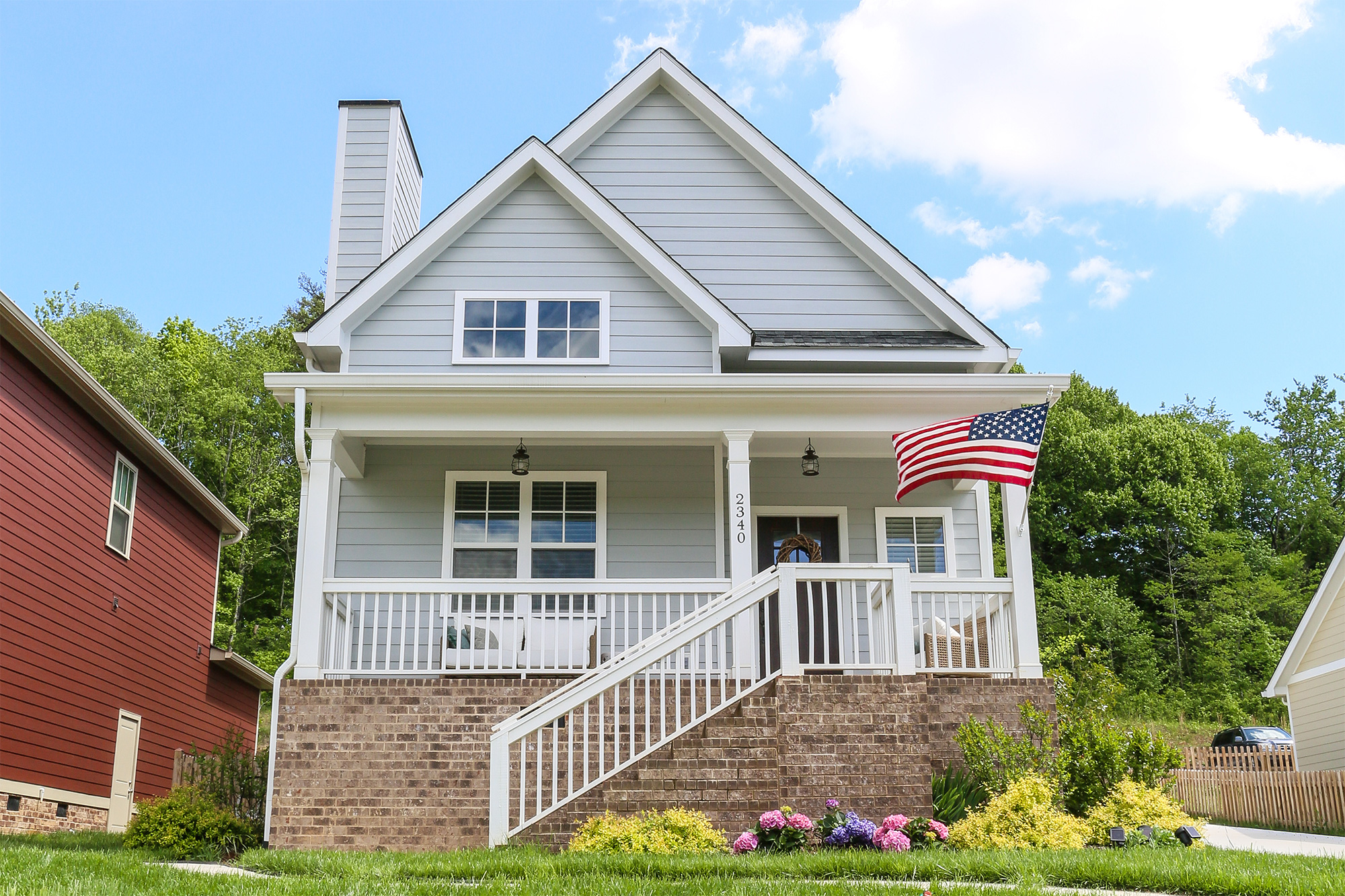 house with American flag