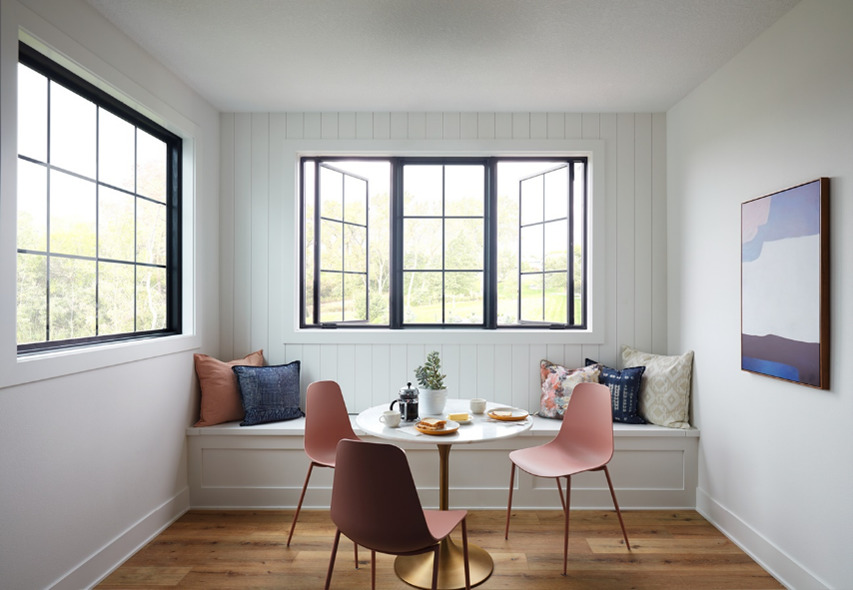 kitchen table and black windows